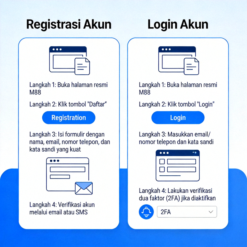 Panduan visual langkah demi langkah untuk login dan daftar akun M88 dengan aman